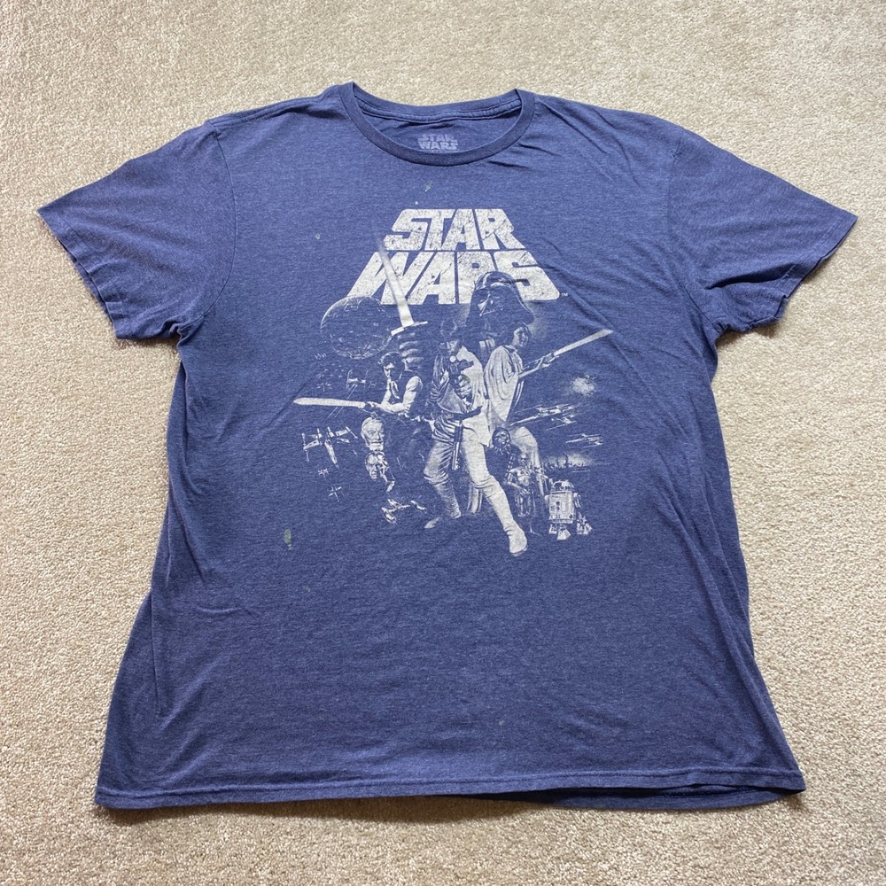 Mad Engine Star Wars Shirt Men Large Blue‎ Darth Vader R2D2 Graphic Tee